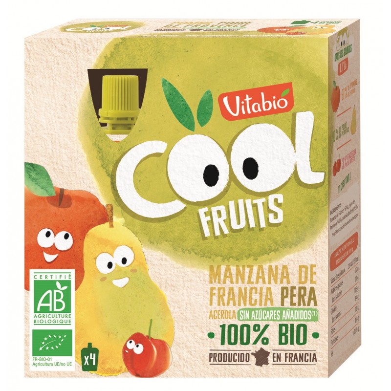 Cool Fruits Manzana Y Pera Vitabio 4 X 90gr Vitabio Alimentacion Cantidad 1 Pack De 4 Unds