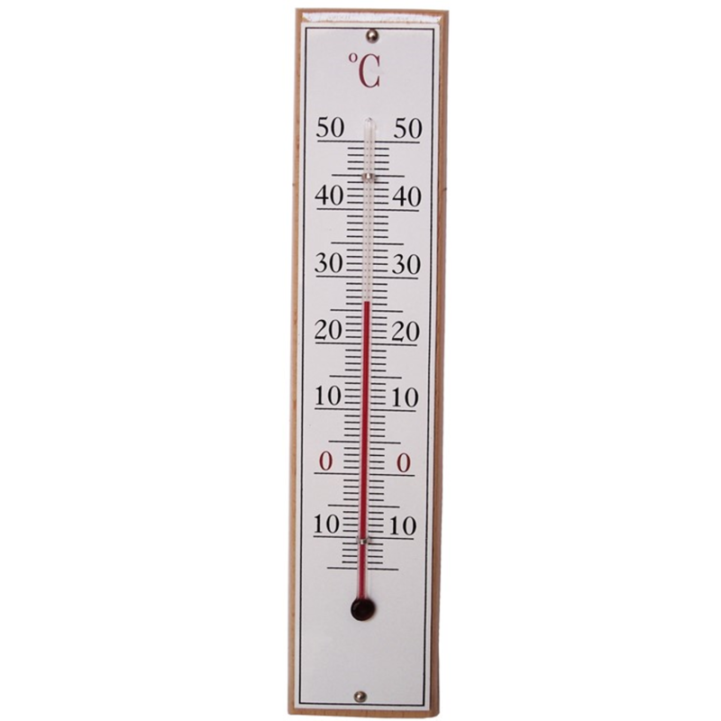 termómetro atmosférico de aluminio y madera