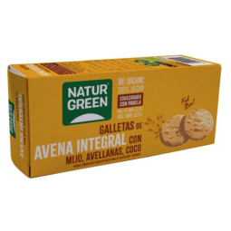 GALLETAS DE AVENA INTEGRAL CON MIJO, AVELLANA Y COCO BIO 140gr