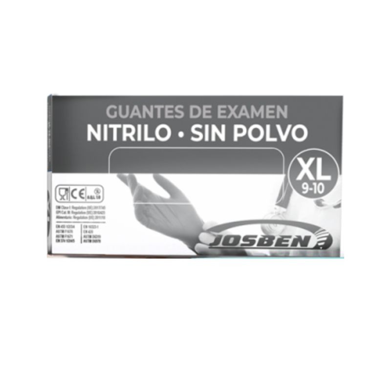 GUANTES NITRILO AZUL SIN POLVO JOSBEN - 100 UNDS