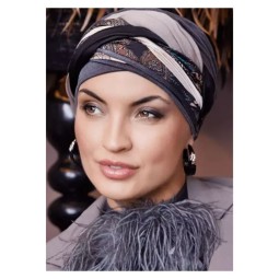 TURBANTE PERLA BOHO SET ANTHRACITE BROWN MIX CHRISTINE HEADWEAR