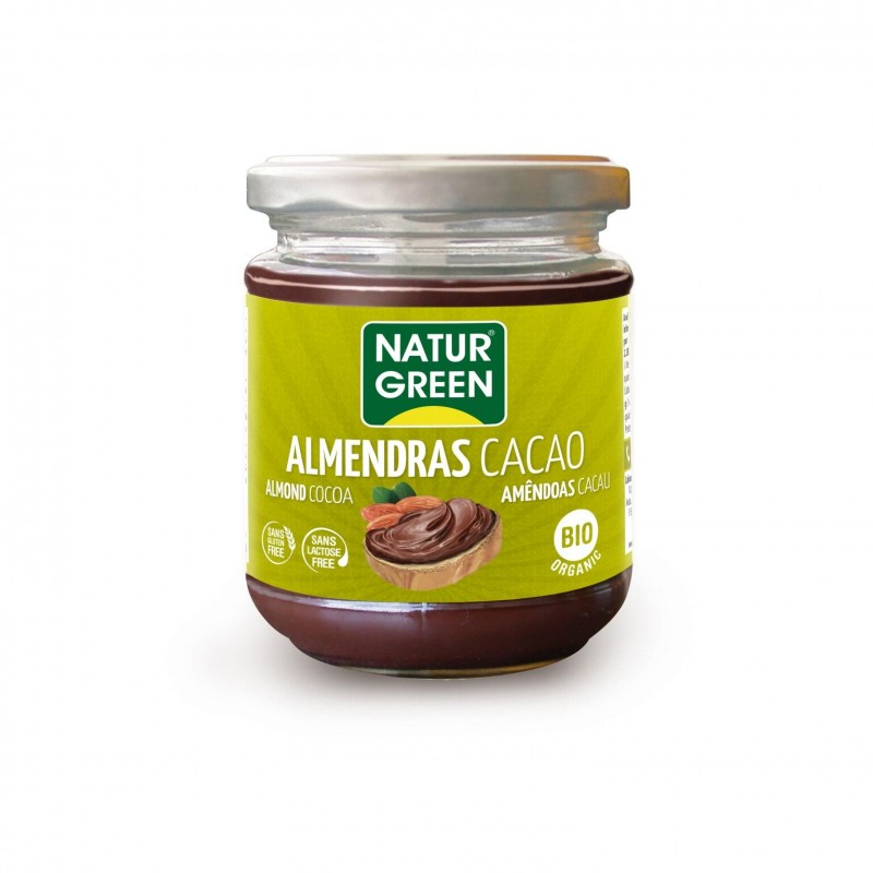 Bote de Crema de almendras cacao Bio Naturgreen 200 g