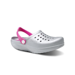 ZUECO KINETIC PLATA CON TIRA FUCSIA FELIZ CAMINAR