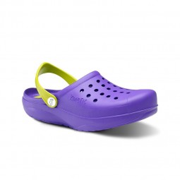 ZUECO LABORAL KINETIC LAVANDA CON TIRA VERDE FELIZ CAMINAR