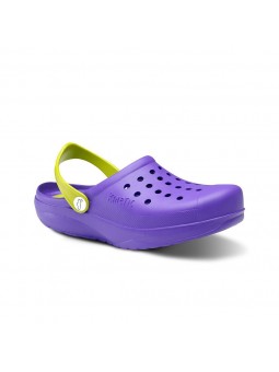 ZUECO LABORAL KINETIC LAVANDA CON TIRA VERDE FELIZ CAMINAR