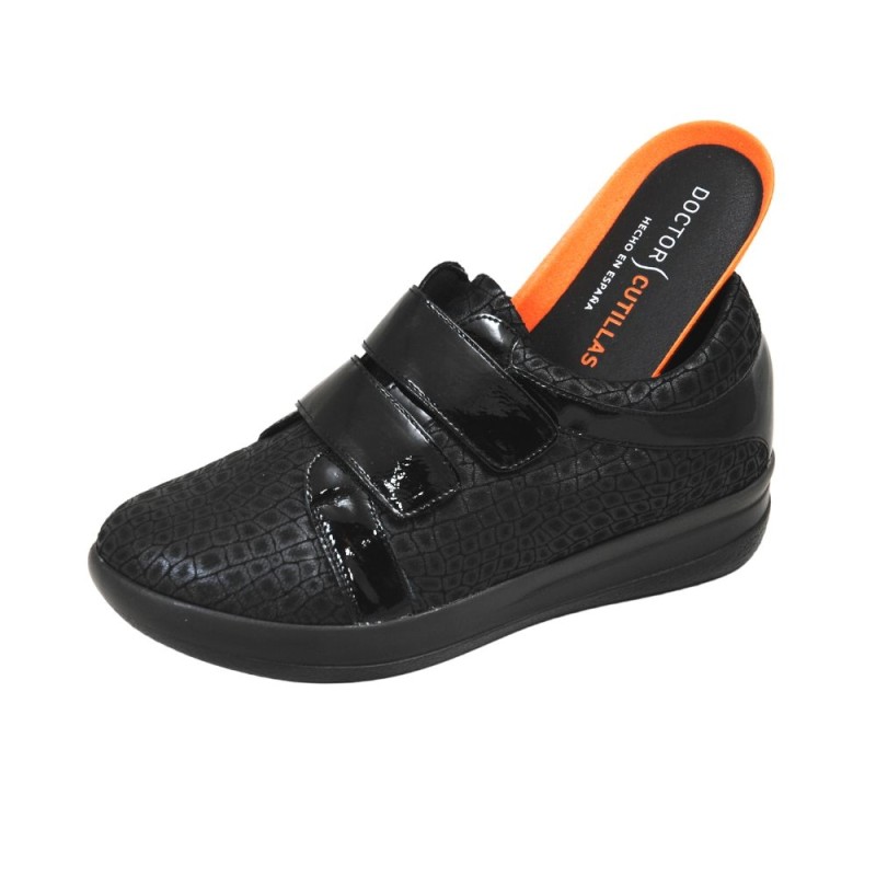 ZAPATO DOBLE VELCRO GRAN APERTURA NEGRO DOCTOR CUTILLAS