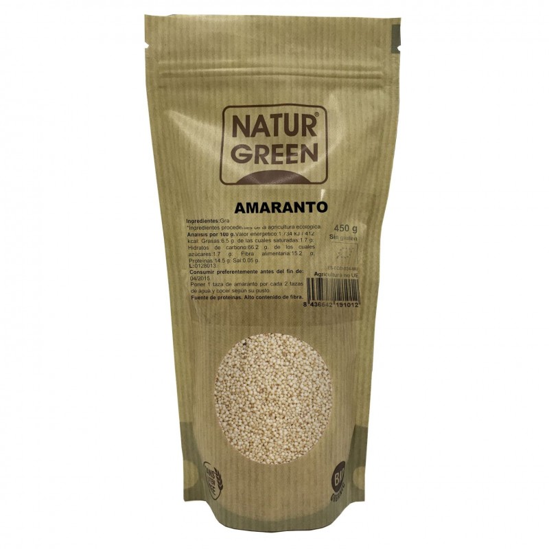 Envase de Amaranto en grano Bio Naturgreen 450 g.