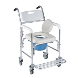 SILLA DE DUCHA Y WC CON RUEDAS Y REPOSAPIÉS ABATIBLES