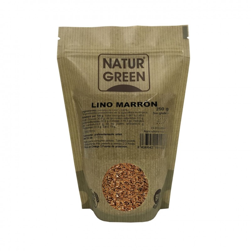 Bolsa Doypack de Lino Marrón Bio Naturgreen 250 g