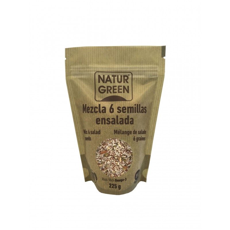 Bolsa Doypack de Mezcla 6 semillas Ensalada Bio Naturgreen 225 g