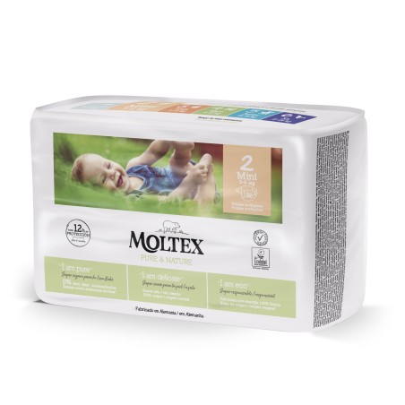 PAÑAL ECOLÓGICO INFANTIL MOLTEX PURE & NATURE TALLA 2 (3-6 KG) - 36...