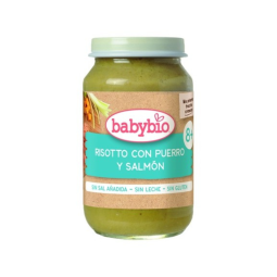 POTITO CON TROCITOS DE RISOTTO CON PUERRO Y SALMON 200 GR BABYBIO