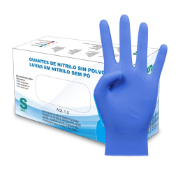 GUANTES NITRILO AZUL SIN...