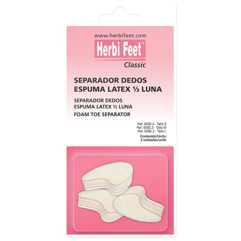 Separador dedos espuma látex 1/2 luna Separador dedos espuma látex 1/2 luna