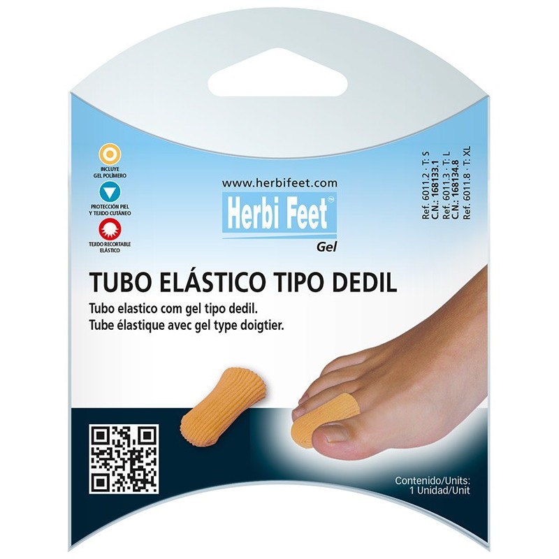 Tubo elástico con gel tipo dedil forrado