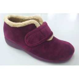 ZAPATILLA MUJER ALTA BORREGUITO BURDEOS GARZON