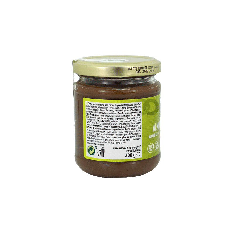 Bote de Crema de almendras cacao Bio Naturgreen 200 g