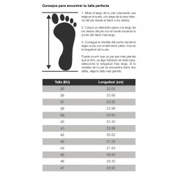 Tabla de tallas zueco Feliz Caminar