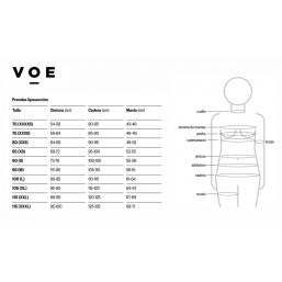 Tabla de medidas faja liposucción