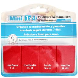 Organizador diario 4 tomas rojo